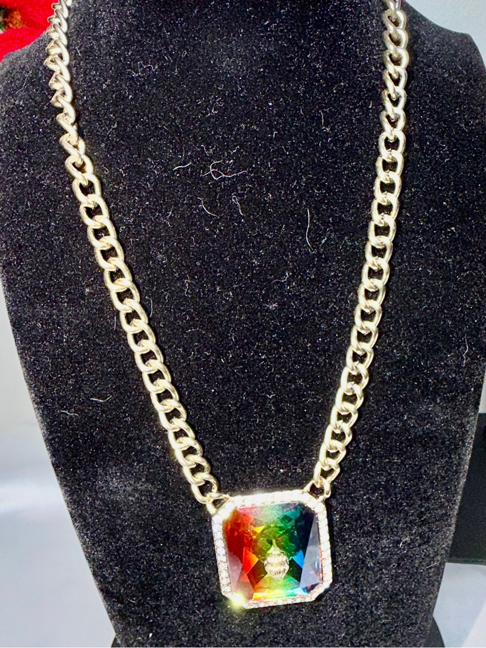 Kurt Geiger London Large Rainbow Stone Pendant Necklace
